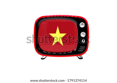 The retro old TV is isolated against a white background with the flag of Vietnam
