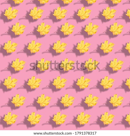 Isometric Autumn leaves pattern on pastel colored background. Seamless pattern.
