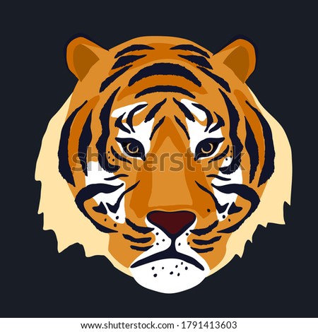 Tiger. Animal print. Wildcat on black background