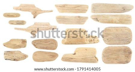 Set of driftwood isolated on white background. Pieces of sea drift wood. Royalty-Free Stock Photo #1791414005