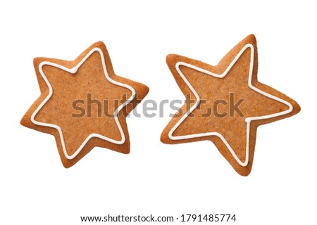 Star gingerbread cookies isolated on white background. View from above Royalty-Free Stock Photo #1791485774