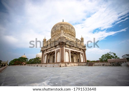Tomb of Sultan Mohammed Quli Qutub Shah who was the fifth sultan of the Qutub Shahi Dynasty and who also founded the city of Hyderabad.  Royalty-Free Stock Photo #1791533648