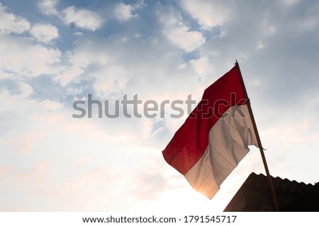 Indonesia Flag at the sunset