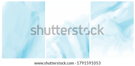 Simple Geometric Vector Blanks. Light Blue Free Hand Textured Background. Abstract Vector Prints Ideal for Layout, Cover, Card. Creative Painted Layouts.