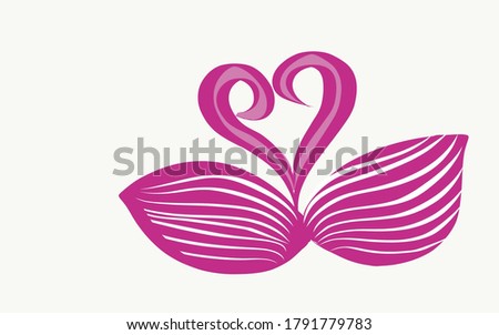 Pink Love Illustration with Swan Shape 