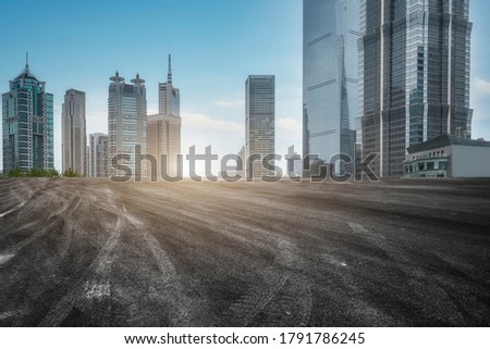 Roads and urban modern architecture office buildings