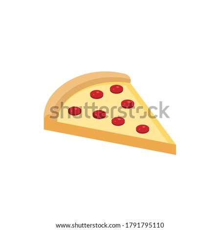 One Sliced of Pizza Isometric Flat Icon Illustration Isolated in White