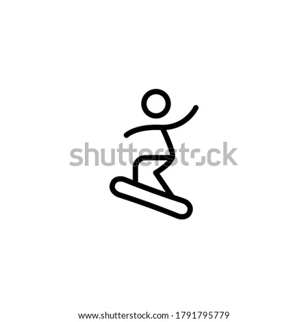 Snowboarding icon  in black line style icon, style isolated on white background