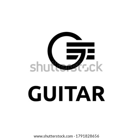 Illustration guitar on letter G music logo icon vector modern