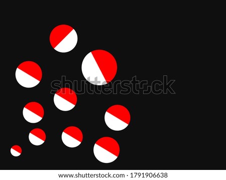 red and white circle pattern. on black background