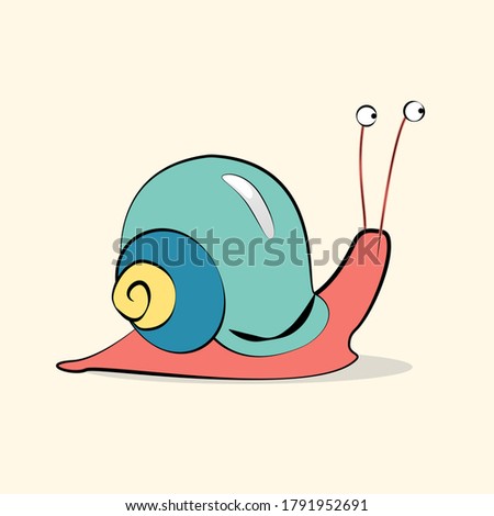 Funny cartoon snail in color
