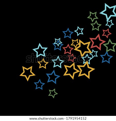 Colorful Stars Confetti, Mystery Sparkling Vector Background. Trendy Glowing Magic Glitter, Lights. Festive Falling Colorful Stars Confetti for Ads, Posters. 
