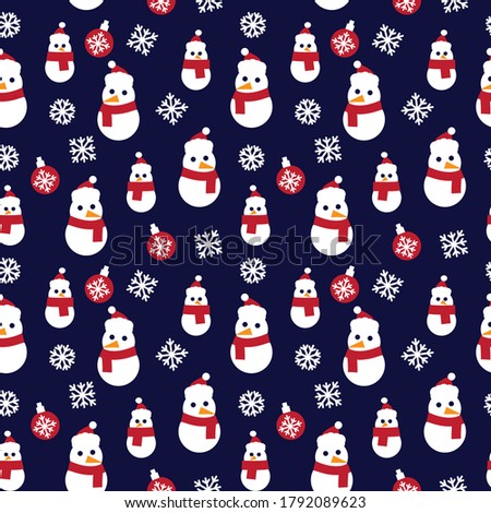 Red Navy Christmas Snowman seamless pattern background for website graphics, fashion textile