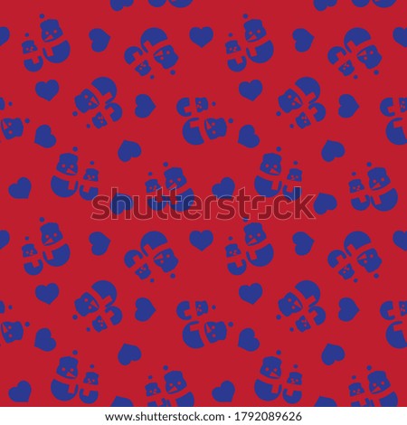 Red Navy Christmas Snowman seamless pattern background for website graphics, fashion textile