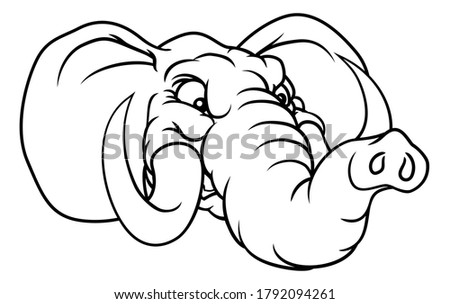 An angry elephant cartoon animal sports mascot. This is a raster version of a vector illustration