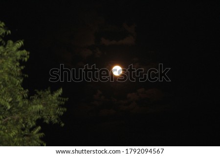 selective focus shot of the full moon surrounded by clouds