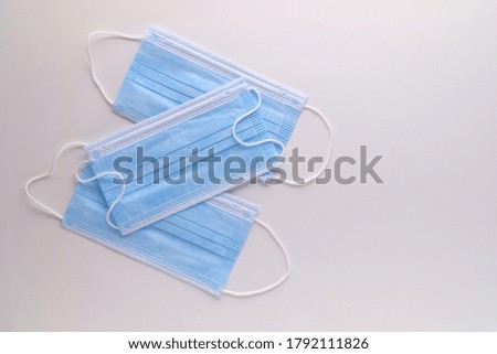 Medical masks isolated on white background, Corona protection, virus, flu and medical and surgical care concept.