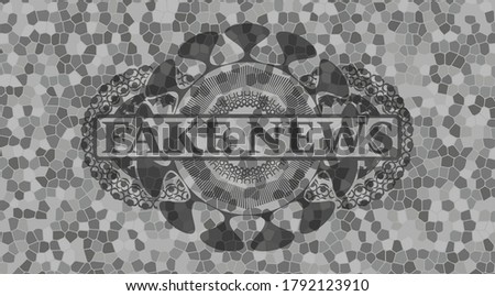 Fake News text inside grey stone wall emblem. Rock luxurious background. Vector illustration. 