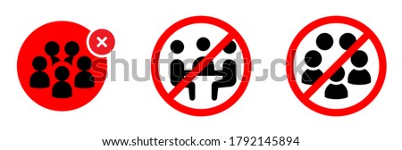 Social distancing avoid crowds icon. Coronavirus or covid-19 protection concept. no meeting avoid. No gathering in group icon set Royalty-Free Stock Photo #1792145894