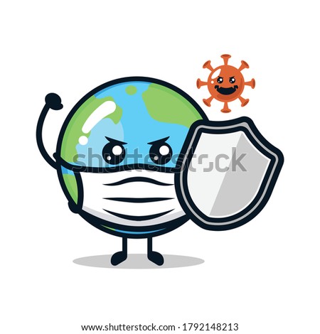 Cute planet earth mascot design illustration