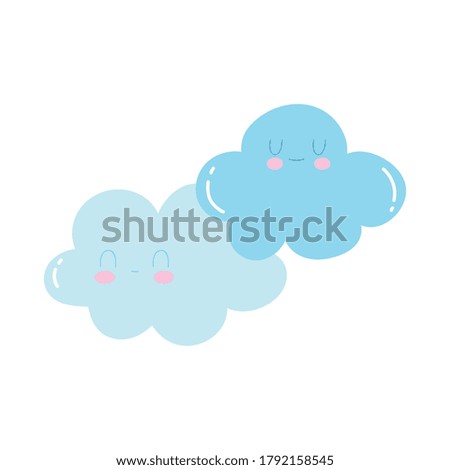 cartoon clouds sky characters isolated icon design white background vector illustration