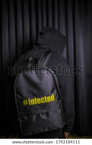 Back pack product studio low light modern conceptual photography