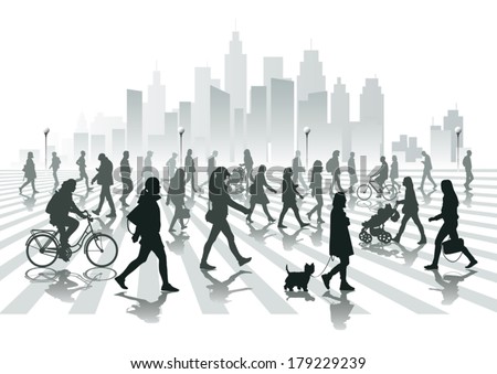 Walking people in city