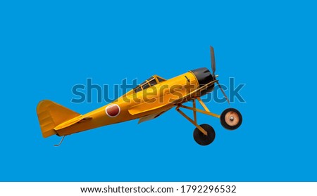 Ancient military propeller aircraft model from the World War with clipping path.