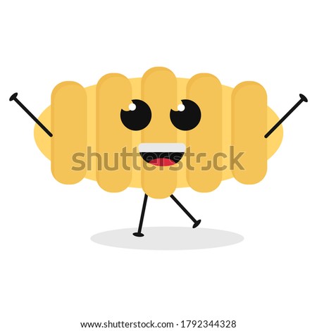 Cute flat cartoon Italian pasta illustration. Vector illustration of cute pasta with a smiling expression.