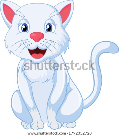 White Cat Cartoon vector art and illustration