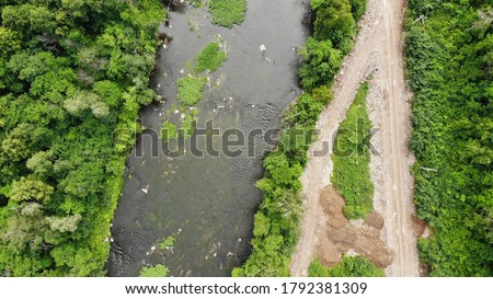 Mountain river in the Urals top view