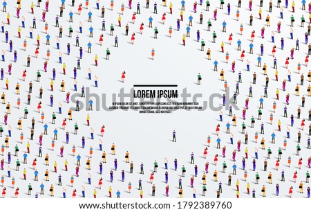 A large group of people on white background with space for text. Crowd seamless background. Vector illustration