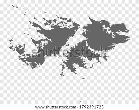 Blank map Falkland Islands. High quality map of Falkland Islands with provinces on transparent background for your web site design, logo, app, UI. Stock vector.  EPS10. 