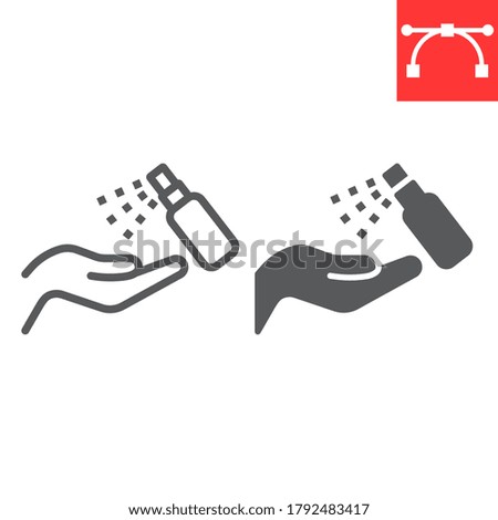 Hand sanitizer line and glyph icon, hygiene and disinfection, disinfect hand sign vector graphics, editable stroke linear icon, eps 10