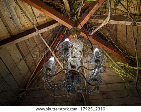 chandelier and lighting in a wooden arbor