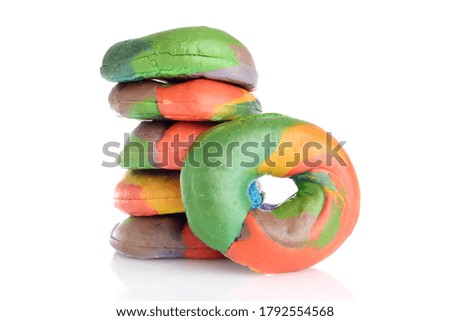 stack of fresh rainbow bagels