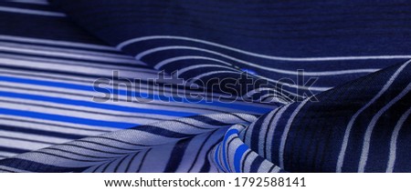  silk fabric, blue background with a striped pattern of white and purple lines, Mexican theme, Mexican poncho costumes