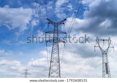 high voltage post.High-voltage tower sky background. 

