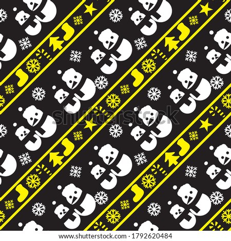 Yellow Christmas Snowman seamless pattern background for website graphics, fashion textile