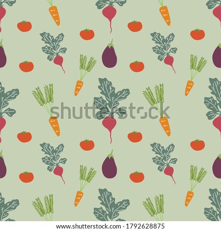 Bright vector illustration of colorful vegetables. Fresh cartoon organic vegetable isolated, used for magazine, book, poster, card, menu cover, web pages.