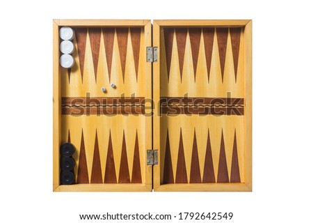Backgammon (tawla) wodden board game isolated on a white background  Royalty-Free Stock Photo #1792642549