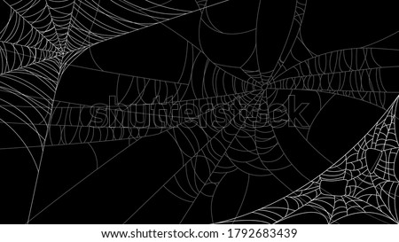 Spider Web On Dark Background Halloween Design Elements Spooky Scary Horror Decor Vector Royalty-Free Stock Photo #1792683439