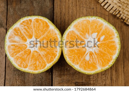oranges on a wooden table