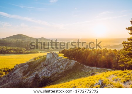 Sunset view from Jelenia hora, Little Carpathians.