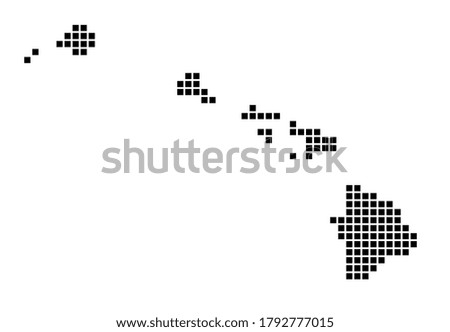 Hawaii map. Map of Hawaii in dotted style. Borders of the island filled with rectangles for your design. Vector illustration.