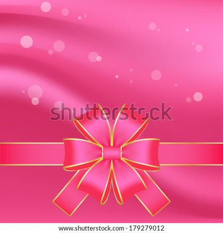 Vector illustration of Pink  bow on a pink background 