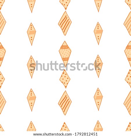 Pattern Filled orange Diamond shape doodles in rows Seamless pattern Vector hand drawn doodle style illustration surface design