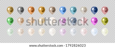 Set of colorful balloons isolated on transparent background. Vector illustration
