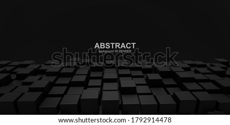 Abstract 3d illustration. Black blocks on a black background.