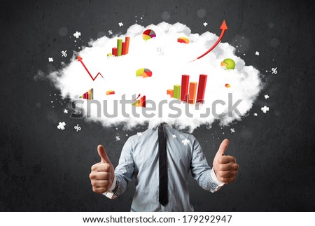 Modern business man with a graph cloud head concept